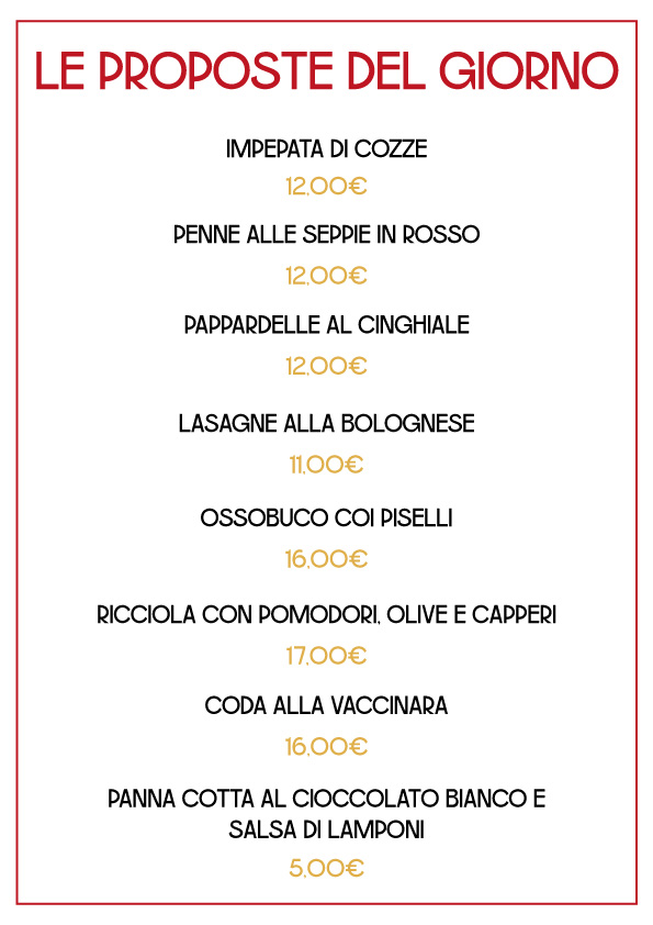 pop up menù del giorno agosto 26